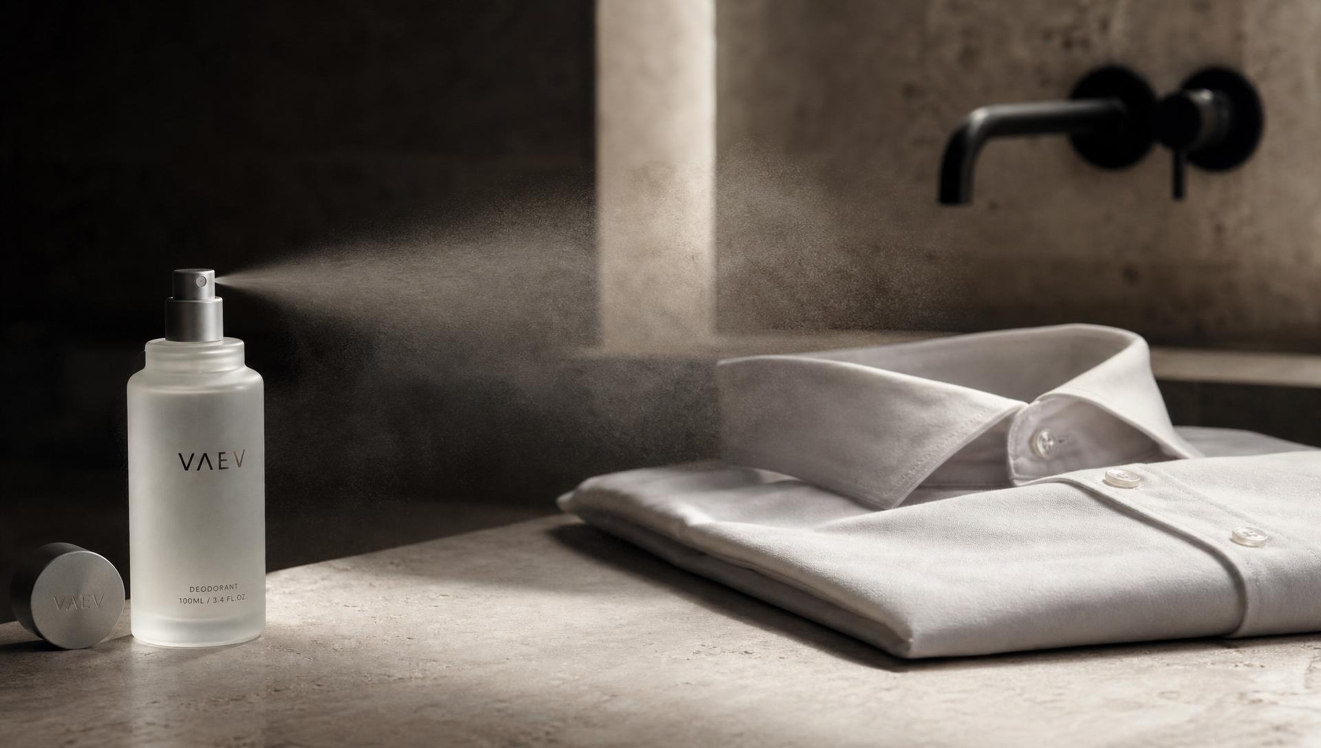 VAEV bottle misting fabric on a stone counter